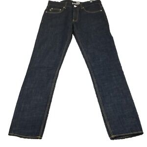 Love Moschino Indigo Straight Dark Blue Denim Jeans Pocket Logo Sz 32